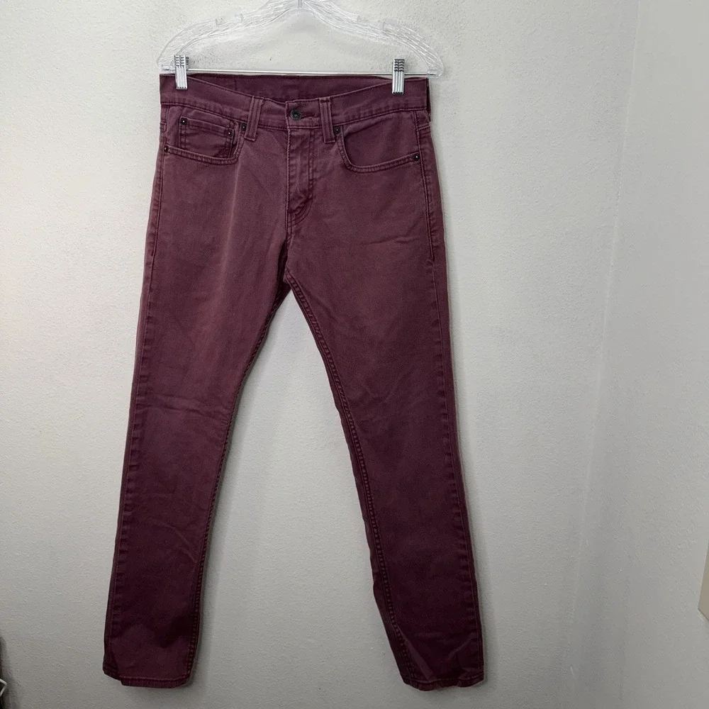 Levis 511 Slim Tapered Jeans Mens 31x32 Purple Burgundy Stretch Denim